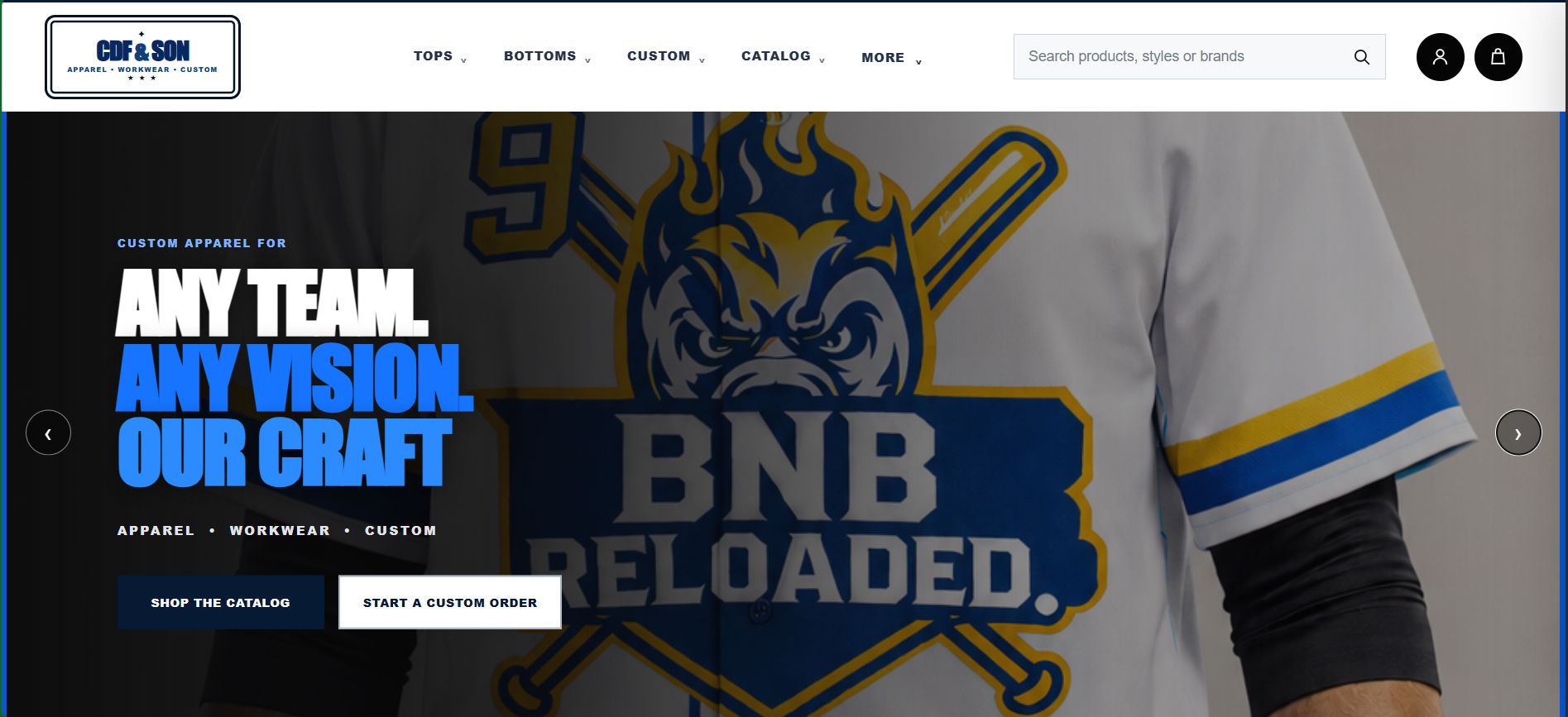 CDF & Son custom apparel website preview